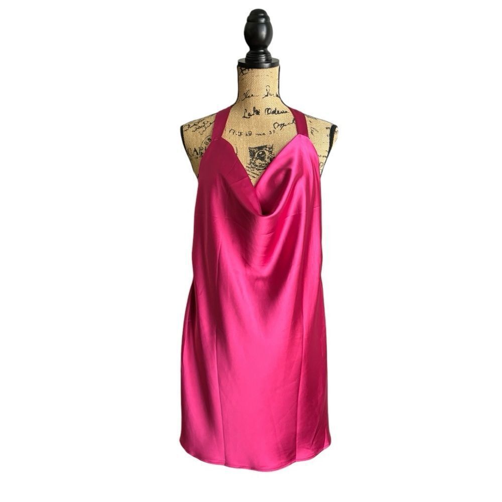 CantonWalker Cowl Neck Dress With Open Back - Fuchsia Size XL NWT 2 0420 - Picture 2 of 11